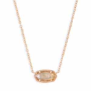 Elisa Rose Gold Pendant Necklace in Brown MOP